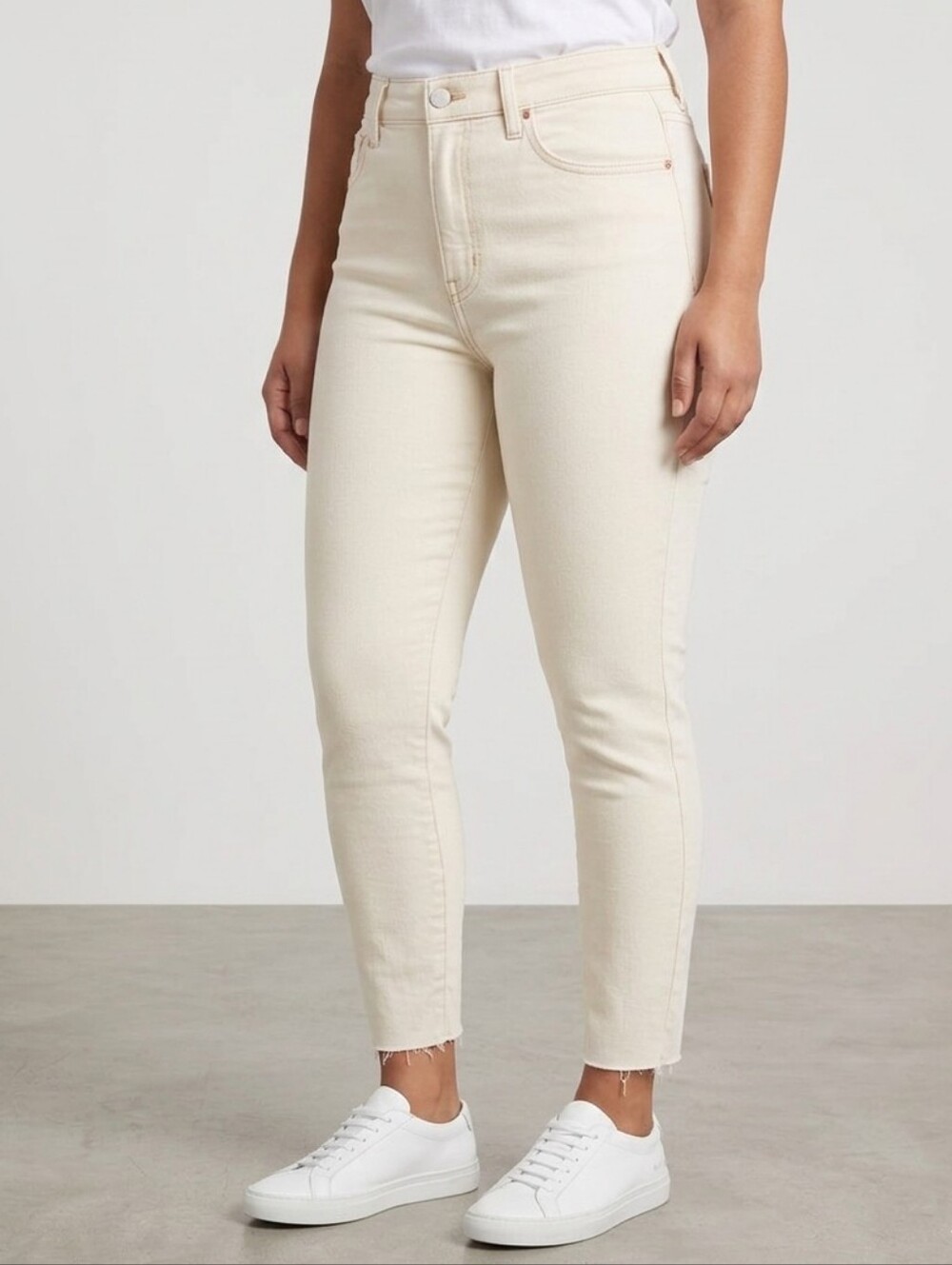 We The Free Skinny Jeans Raw Hem In Tea Off-white Cream‎ Size 28